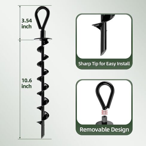 1 PCS Heavy Duty Ground Anchor Shed Anchor, Swing Set Anchor 14 Inch Screw in Earth Anchor Trampoline Stake Metal Auger Anchor for Shed Tent Carports Securing Animals Camping in Saudi Arabia