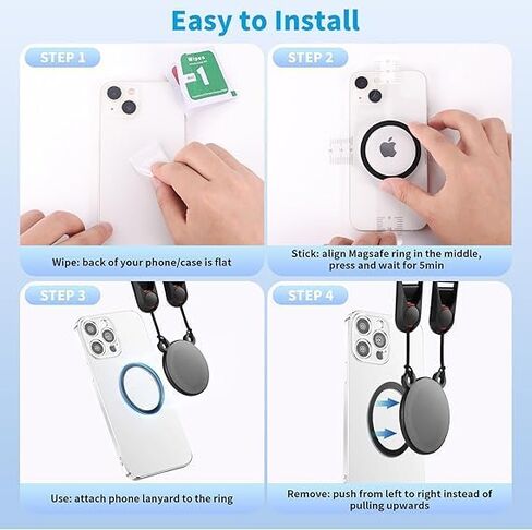 Phone Lanyard, Magnetic Cell Phone Lanyard Compatible with MagSafe, 2 Pick Iron Sheet, Adjustable Length Neck Strap in Saudi Arabia
