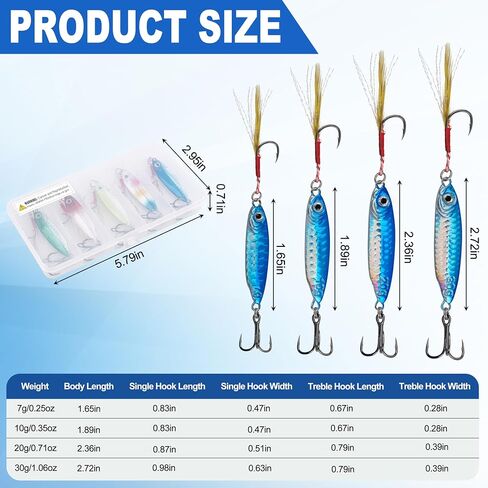 Saltwater Jigs Fishing Lures Fishing Spoons Fishing Jigs Shiny with Ultra-Sharp Hooks Lead Fish Metal Jig Spoon Lure Jigging Lure for Tuna Salmon Grouper Bass Fishing Sea Fishing in Kuwait
