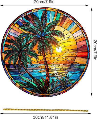 Stained Acrylic Window Hanging - 1Pcs Lighthouse Theme Round Acrylic Window Hanging Stained Sun Catcher for Indoor Outdoor Decor, Garden Decoration or Housewarming Gift in Saudi Arabia