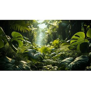 Aquarium Background Tropical Forest Terrarium Backdrop Nature Jungle Green Leaf Palms Background Green Leaf Palms Fish Tank Background Reptile Habitat Backdrop Tank Wallpaper Poster Vinyl 72x24in