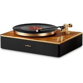 Record Player Bluetooth | Original Vinyl Turntable with Cartridge AT-3600L Stylus Head | 4 Speakers Turntable Design | Suspension Cushion System | Equipped with Speakers（Brown）