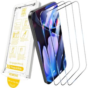 Caka 3 Pack for Google Pixel 9 Pro XL Screen Protector - Easy Installation with Pull Strip Alignment Frame Support Fingerprint Unlock Bubble-Free Tempered Glass Film