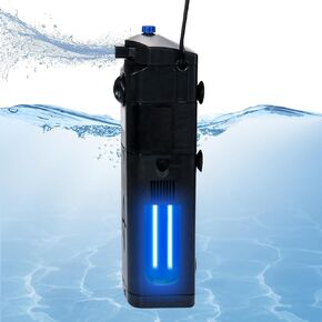 Uv Sterilizer for Aquarium 40-80 Gallon Fish Tank Filter,Aquarium Green Killing Machine | 211GPH,8Watt Submersible Pump