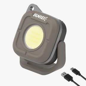 SUNREI Outdoor Multi-Function Mini Rechargeable Night Light with 4 Modes, Stepless Dimming Flashlight, 180° Rotation Clip Light, Including Back Clip and 1/4" Threaded, IPX5 for Camping, Car Repairing