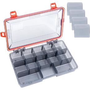 UCEC Fishing 3600 Tackle Box Organizer, 3600 Tackle Tray Plastic Organizer Box with Dividers 12pcs, Fishing Lure Box Tackle Box Organizers and Storage, Sturdy Waterproof Tacklebox for Fishing
