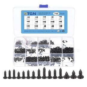 Mini Self-Tapping Screws Phillips Pan Head Screws for Laptop Computer Repair Assurance Kit,Carbon Steel Black,Size:M1.3x5 to M3x6 (750 Pcs)