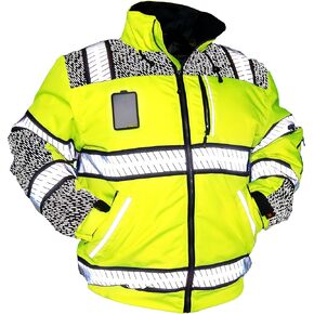 KwikSafety - Charlotte, NC - ENFORCER Bomber Safety Jacket - DETACHABLE ID POCKET – Insulated Reflective Work Jacket/Black XL