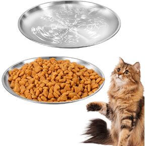 2Pcs Stainless Steel Cat Dishes for Food and Water Bowls for Small Pets, Wide Whisker Friendly Cat Dishes Set, Shallow Food Bowl, Relief Whisker Fatigue Cat Dishes
