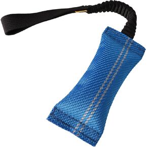 Dingo fire Hose tug Toy for Dog with Strong Bungee Shock Tugger, Long Toy for Dog Training, Agility Sport, tug of war, Handle 11-19in Blue 15670