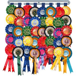 Plain Bar Rosette Hanger | Ribbon Bundle | Silver | Wall Display Ribbon Holder | Horse and Dog Rosettes