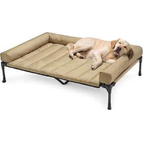 سرير Veehoo للكلاب مرتفع ومبرد + حصيرة علوية مقاومة للماء وقابلة للإزالة، سرير مسند للكلاب، سرير للحيوانات الأليفة مرتفع مع شبكة مسامية، أقدام مضادة للانزلاق، سرير أريكة للكلاب للأماكن الداخلية والخارجية، مقاس XL، بيج CWC2331B in Kuwait
