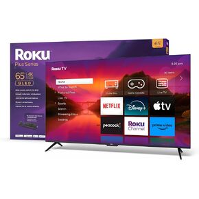 تلفزيون Roku الذكي - سلسلة 65 بوصة Plus 4K QLED RokuTV Voice Remote Pro، Dolby Vision، دقة مذهلة 4K، سطوع تلقائي، وبث سلس - الأخبار والرياضة المحلية المباشرة