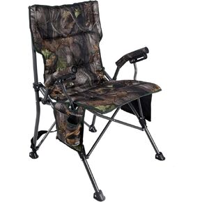 REDCAMP 360° Swivel Heated Hunting Chairs for Ground Blinds, Portable Folding Camo Camping Chairs for Adults Hunting Seats with Hard Arms for Fishing Camping(No Power Bank)