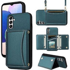 Wallet Case for Samsung Galaxy A14/M14 5G with Crossbody Strap Premium PU Leather Card Holder Shockproof Heavy Duty Full Body Accessories Slim Cell Phone Cover for A 14 4G 14A 14M G5 Purple