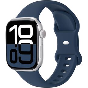 Sport Band Compatible with Apple Watch 49mm 46mm 45mm 44mm 42mm 41mm 40mm 38mm Women Men, Replacement Soft Silicone Sport Strap Wristbands for iWatch Series 10/9/8/7/6/5/4/3/2/1 Ultra SE, Black