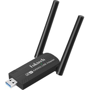 WiFi 6E AX5400M USB 3.0 WiFi Adapter for PC Desktop, 802.11AX, Tri-Band 6GHz/5GHz/2.4GHz, Dual 5dBi Antennas, Wireless USB WiFi Dongle Network Adapter for Laptop, Only Compatible with Windows 11/10 in Saudi Arabia