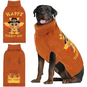 YUEPET Thanksgiving Dog Turkey Sweaters, Classic Dog Pullover Sweater with Leash Hole Soft and Warm Dog Turkey Clothes for Medium Large Dogs (XL)