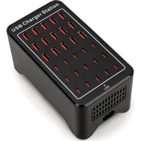 USB C Charging Station for Multiple Devices, 150W 30 Ports USB Charger Block for Ipad Cell Phone, Multiple USB Power Strip for Family Classroom