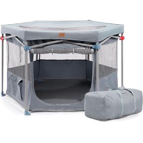 Zora Portable Pet Playpen, Foldable Dog Playpens for Indoor and Outdoor Exercise, Pop Up Pet Fence with Carrying Case for Dogs/Puppies, Dove Gray, 42" x 42" x 28"