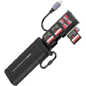 VRIG High-Speed SD Card Reader USB 3.1 Type-C SD/TF Card Carrying Case Holder for Cameras, Smartphones, Drones, Action Cameras