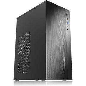Micro ATX PC Case, High Airflow,Mesh Front,Support MATX, Mini-ITX, Micro ATX case Slim with USB3.0x1, USB2.0x1I/O Port,itx case,Black Without Fans