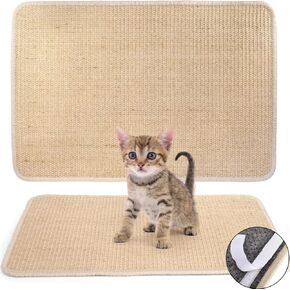 2 Pack Cat Scratcher Mats, Sisal Cat Scratch Pad with Adhesive Tape, Horizontal Cat Floor Mat, Couch Corner Cat Mat, Cat Wall Scratcher, Furniture Protector for Sofa Carpet Wall, 23.6 X 16 in