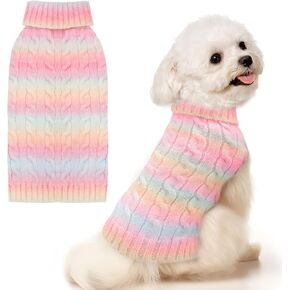 Dog Sweaters for Small Dogs Girls Cute Pink Gradient Puppy Cat Sweaters Soft Warm Knitwear Turtleneck Pullover Small Dog Sweater Clothes Chihuahua Yorkie Maltese Dachshund Outfits
