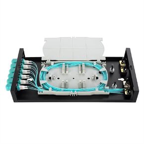 Optic Fiber Termination Box LC Duplex Box Cables 6 Port Wall Mount Fiber Enclosure with Spool (Includes a 1Meter 12 Strand LC Pigtail and 6 Port Panel (LC OM3)