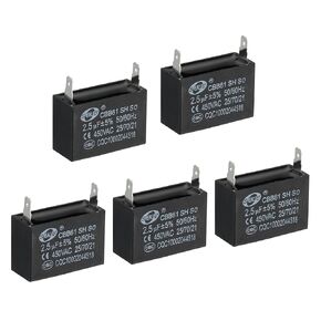 PATIKIL CBB61 Ceiling Fan Capacitor, 5Pcs 2uF 450V AC 50/60HZ Single Insert with 2pins for Air Conditioner Fan Motor Star Run Capacitors 37 x 26 x 24mm