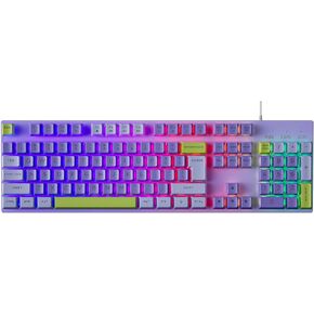 Wired Gaming Keyboard with Rainbow Backlit, 104 Keys Cute Keyboard, USB Wired Keyboard for Laptop, PS4, Xbox, PC Gaming and Work-Azure White(Dark Green + Light Green)