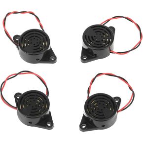 4PCS SFM-27-W Beep Tone Alarm Ringer, DC 3-24V 90dB Active Piezo Electronic Buzzer, Black Continuous Beep Speaker, Electronic Buzzer Alarm Sounder Sound Beep ﻿