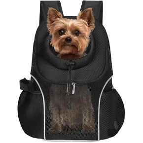 Dog Backpack Carrier for Small Dogs, Pet Backpack Carrier, Dog Front Carrier, Dog Carrier Backpack Dog Carrier with Safety Belt for Hiking Cycling Outdoor (M (5-9 lbs), Black)