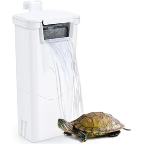 Multi-Stage Turtle and Fish Tank Filter - Fits 5 & 10 Gallon Aquariums with Quiet Waterfall Flow and Ultra-Low Water Level Design