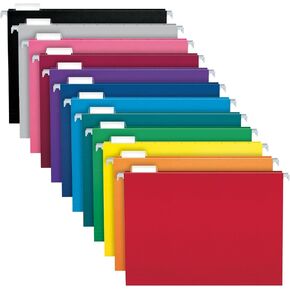 Pendaflex Hanging File Folders Letter Size - 100 Pack of 12 Assorted Color File Folders - 1/5 Cut Adjustable Tabs - Bulk File Folders for Filing Cabinet with Tabs - Manilla File Folders 8.5 X 11