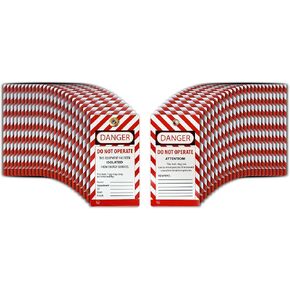 Lockout Tagout Tags | Durable, Weather-Resistant PVC | Safety Compliance, Customizable, Reusable | 7.5 x 0.05 x 14 cm | OSHA Compliant Loto Safety Tags (100)