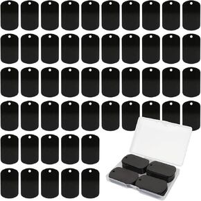 Fesorsi 25 Pcs Aluminum Tags for Engraving,Rectangle Stamping Blanks Tags,Black Military Dog Tags,Anodized Blank Metal Tags,Personalized Pet Dog ID Tags Blank with Hole DIY Pendants Decorative Craft