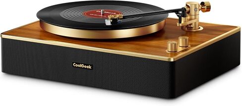 Record Player Bluetooth | Original Vinyl Turntable with Cartridge AT-3600L Stylus Head | 4 Speakers Turntable Design | Suspension Cushion System | Equipped with Speakers（Brown） in Saudi Arabia