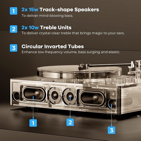 Record Player Bluetooth | Original Vinyl Turntable with Cartridge AT-3600L Stylus Head | 4 Speakers Turntable Design | Suspension Cushion System | Equipped with Speakers（Brown） in Saudi Arabia