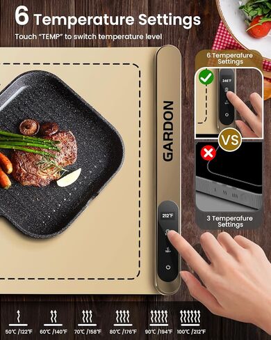 Gardon Electric Warming Tray, Evenly Heated All Surface,Upgraded Graphene Heating Wire, 6 Adjustable Temperature Settings, Food Warming Pad for Parties, Gatherings, Camping and Everyday Use in Saudi Arabia