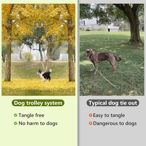 مقود تخييم الكلاب من تريسبرو، نظام عربة الكلاب بطول 45 قدم/50 قدم/75 قدم/100 قدم للكلاب التي يصل وزنها إلى 300 رطل، مقود محمول خفيف الوزن للكلاب للفناء، كابل ربط كلب عاكس للتخييم، الفناء، الحديقة، بالخارج in Kuwait