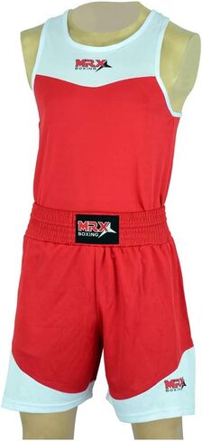 MRX Men’s Boxing Competition Uniform Jersey & Trunk for Training MMA Muay Thai Cage Fight Kickboxing Clothing Blue Large in Kuwait