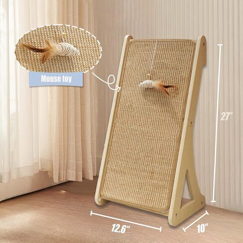 Cat Scratcher, Sisal Cat Scratching Pad, L Shape Cat Scratch Pad for Indoor Cats, 27 Inch Furniture Protector with Mouse Toy in Saudi Arabia