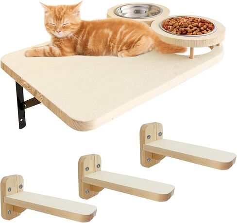 أرجوحة القطط، أرفف حائط للقطط مع 3 خطوات ورفين لطعام القطط، أرفف للقطط مثبتة على الحائط، عمود خدش للقطط، أرفف للقطط مع غطاء قطيفة ومجاثم لرف تسلق القطط على الحائط in Kuwait