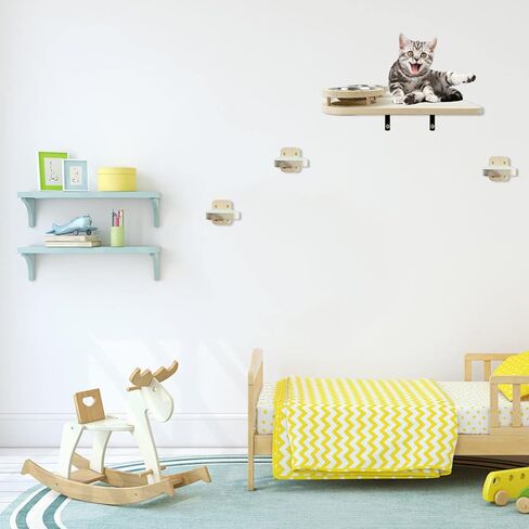 أرجوحة القطط، أرفف حائط للقطط مع 3 خطوات ورفين لطعام القطط، أرفف للقطط مثبتة على الحائط، عمود خدش للقطط، أرفف للقطط مع غطاء قطيفة ومجاثم لرف تسلق القطط على الحائط in Kuwait