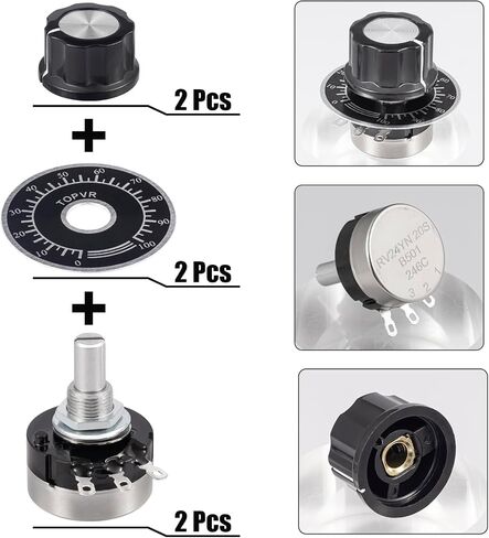 RV24YN20S B105 1M Potentiometer 1000000 Ohm Single Turn Rotary Film Carbon Potentometers wtih 2pcs A03 Knob and 2pcs Dials (Pack of 6Pcs) in Saudi Arabia