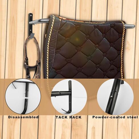 قطعة واحدة من شريط بطانية الحصان مع خطافات لجام، رف بطانية مثبت على الحائط، رف بطانية ثابت للحصان لتعليق بطانيات الحصان ومنصات السرج، يتضمن أدوات التثبيت in Kuwait