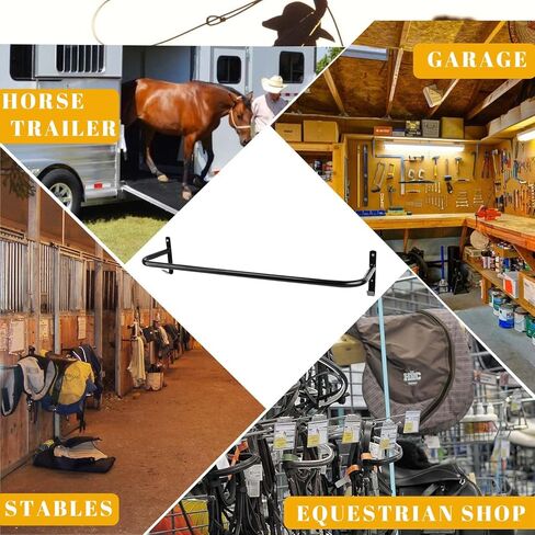 قطعة واحدة من شريط بطانية الحصان مع خطافات لجام، رف بطانية مثبت على الحائط، رف بطانية ثابت للحصان لتعليق بطانيات الحصان ومنصات السرج، يتضمن أدوات التثبيت in Kuwait