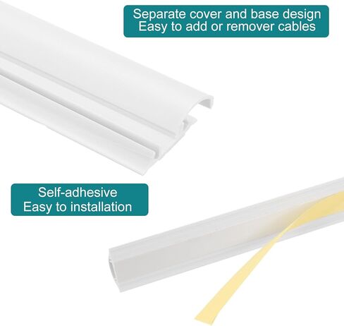 HARFINGTON 2pcs Cord Cover Floor 13inx2.1inx0.6in PVC Floor Wire Hider Cable Protector Hide Extension Cords for Prevent Cable Trips Cables Management, White (26in Total Length) in Kuwait