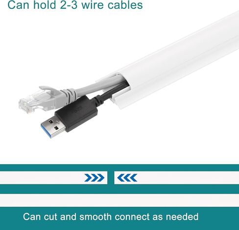 HARFINGTON 2pcs Cord Cover Floor 13inx2.1inx0.6in PVC Floor Wire Hider Cable Protector Hide Extension Cords for Prevent Cable Trips Cables Management, White (26in Total Length) in Kuwait
